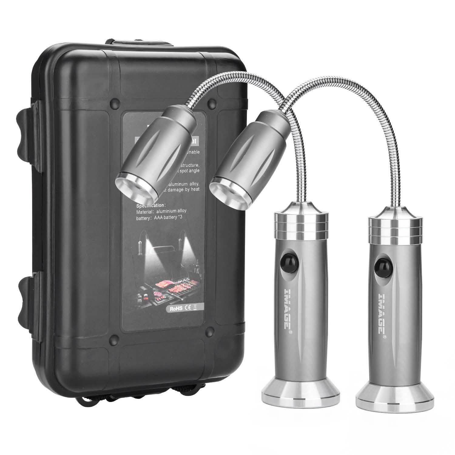 2-Pack: BBQ Grill LED Flashlight Goose Neck Outdoor Lamp