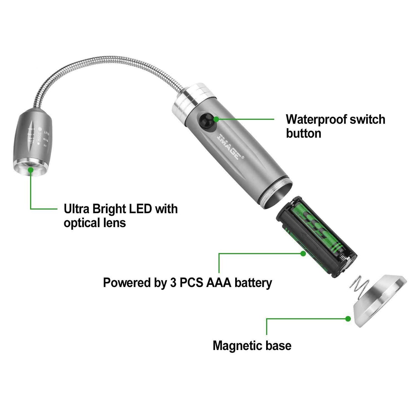 2-Pack: BBQ Grill LED Flashlight Goose Neck Outdoor Lamp