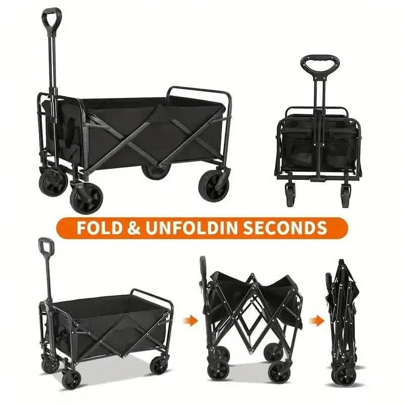 Heavy Duty Utility Portable Foldable Outdoor Beach Garden Wagon Cart with 360° All Terrain Wheels