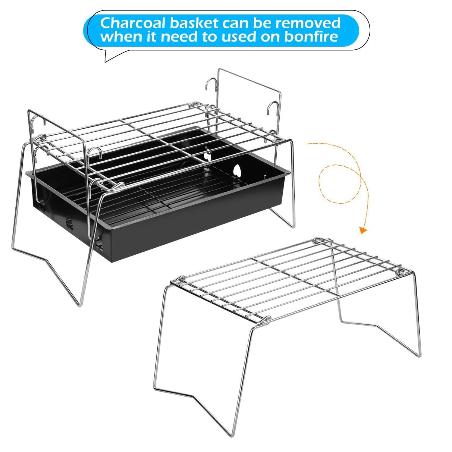 Camping Grill Barbecue Tool Folding & Lightweight Steel Mesh Portable