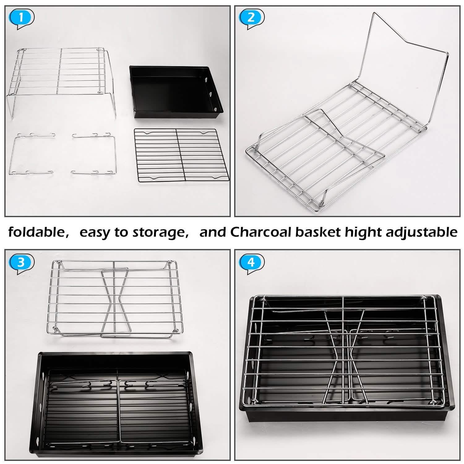Camping Grill Barbecue Tool Folding & Lightweight Steel Mesh Portable